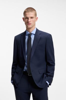 Cravatta realizzata in Italia in pura seta jacquard, Blu scuro