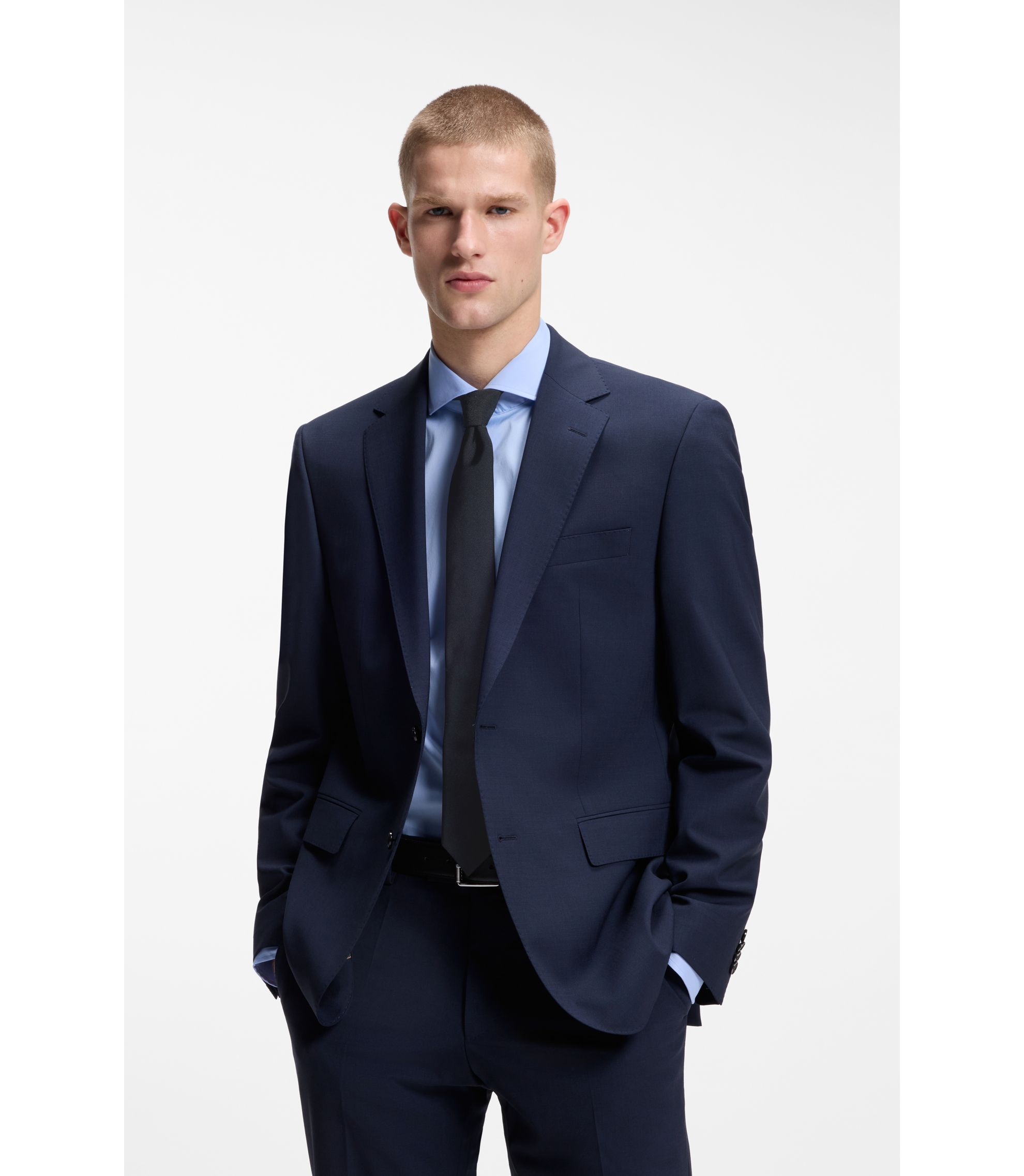 BOSS - イタリア製ネクタイ ピュアシルク ジャカード - ダークブルー