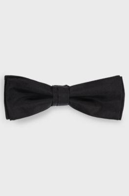 Italian-made bow tie in silk jacquard, Black