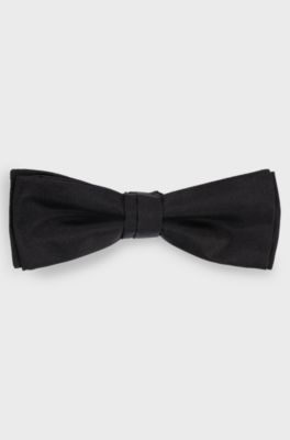 Italian-made bow tie in silk jacquard, Black