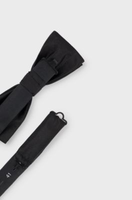 Italian-made bow tie in silk jacquard, Black