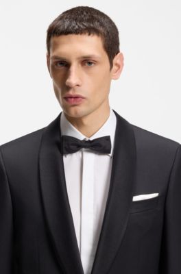 Italian-made bow tie in silk jacquard, Black