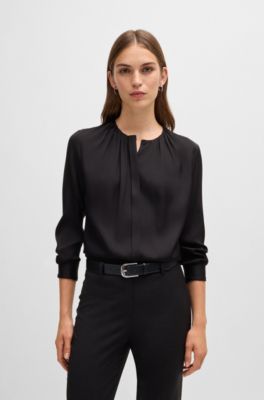 Italian-leather belt with logo buckle, Black