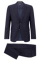 Slim-fit suit in pinstripe virgin wool, Dark Blue