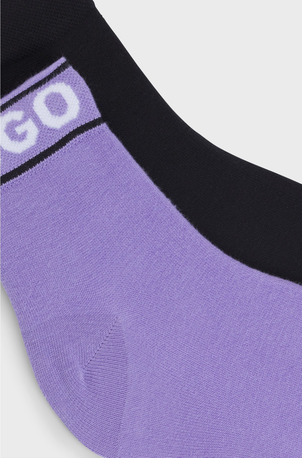 Two-pack of short-length socks with logo details, Purple