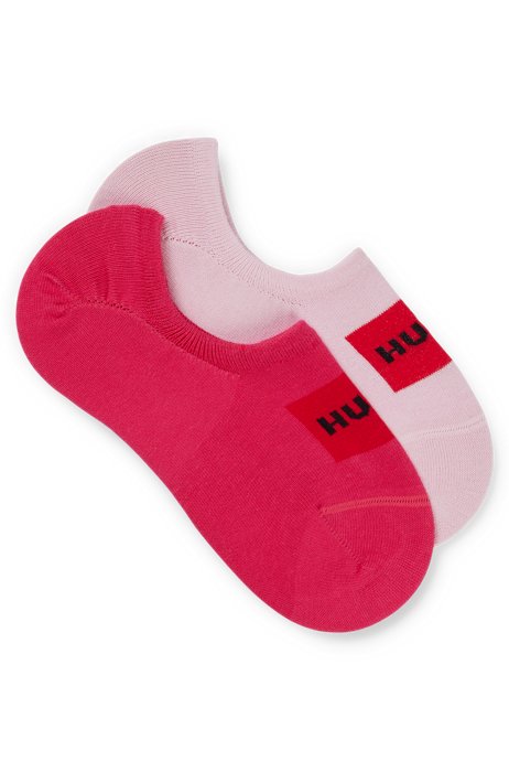 Two-pack of invisible socks with red logo label, Dark pink