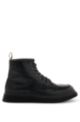 Apron-toe half boots in pull-up leather, Black