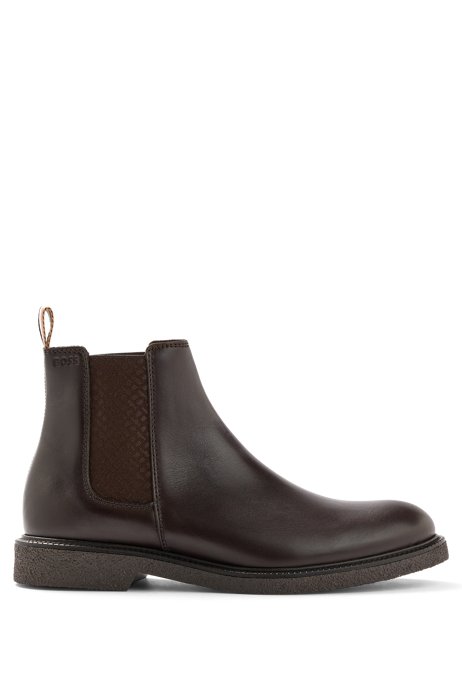 Leather Chelsea boots with signature details, Dark Brown