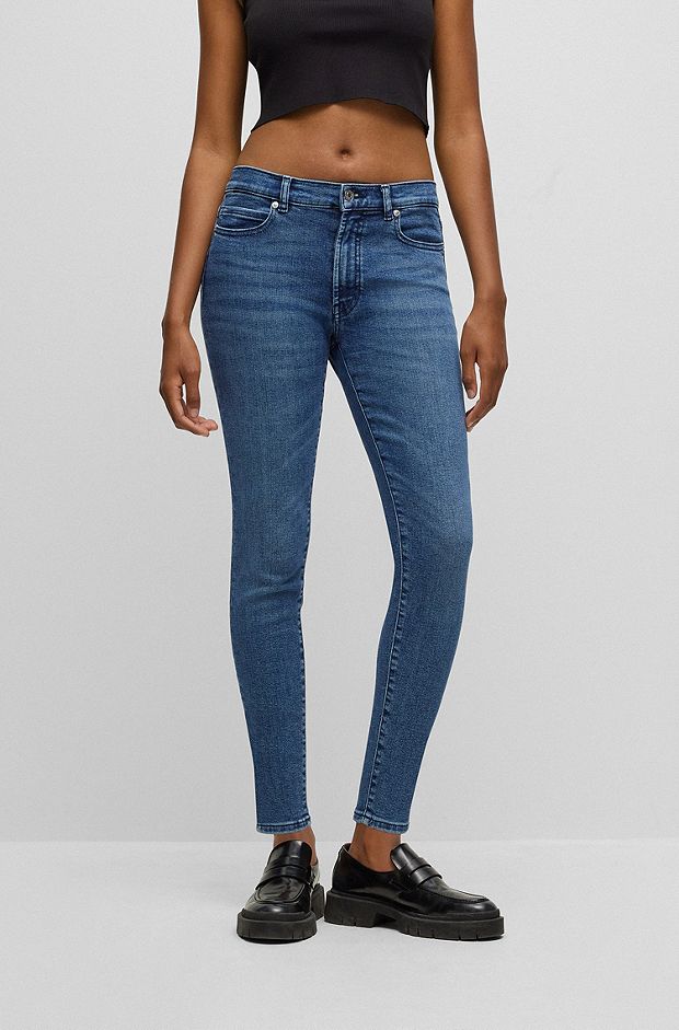 Extra slim-fit jeans van superelastisch blauw denim, Blauw