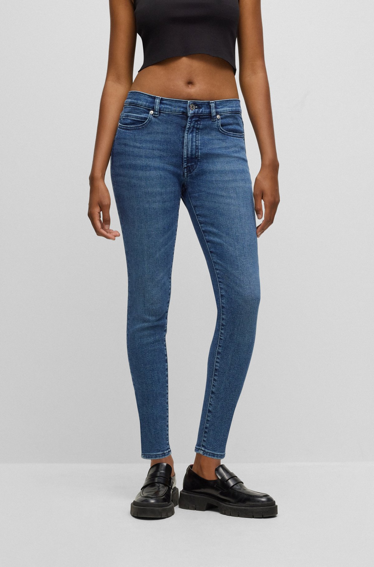HUGO - Extra-slim-fit jeans in blue super-stretch denim