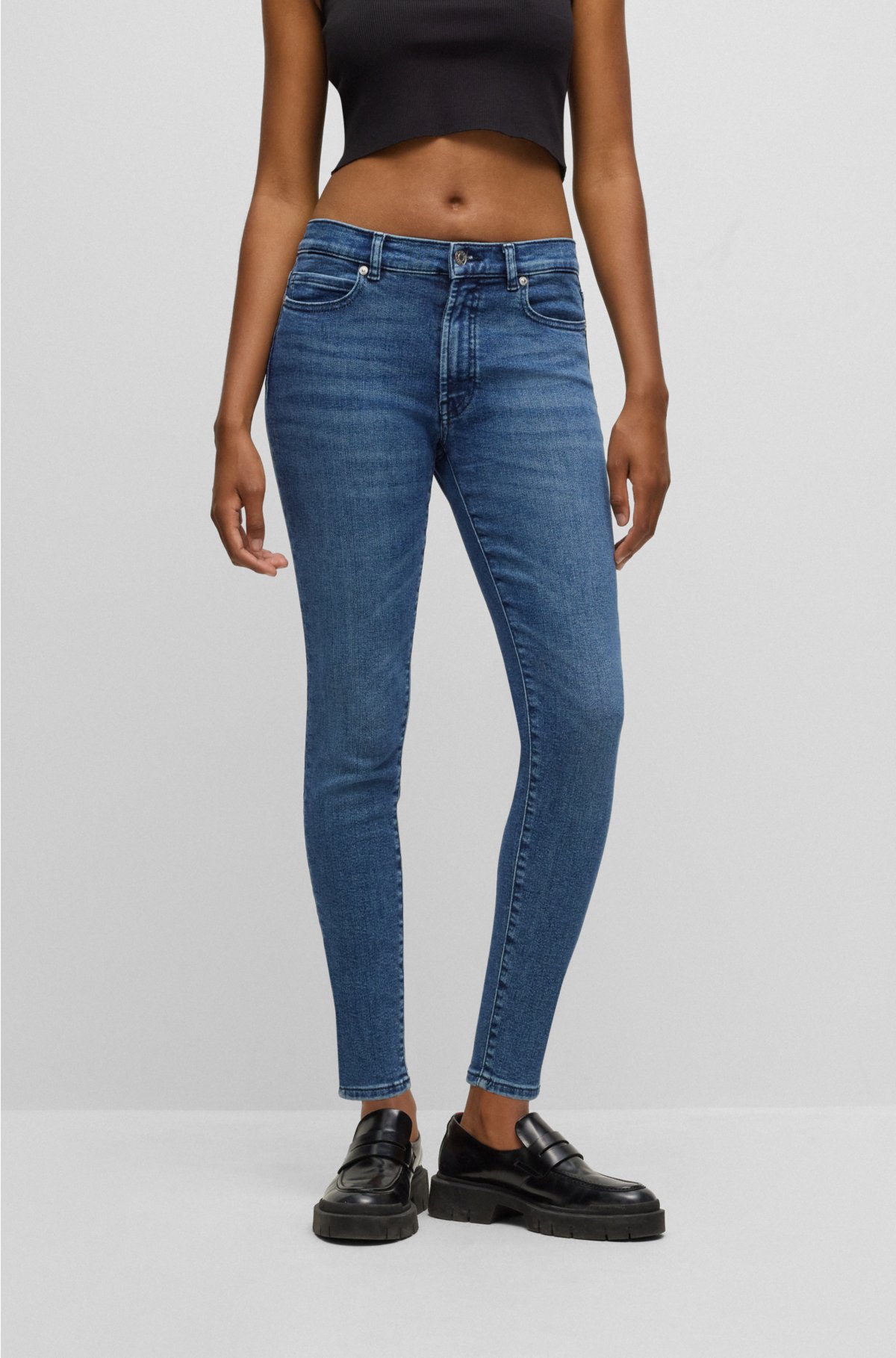 Extra-slim-fit jeans in blue super-stretch denim, Blue