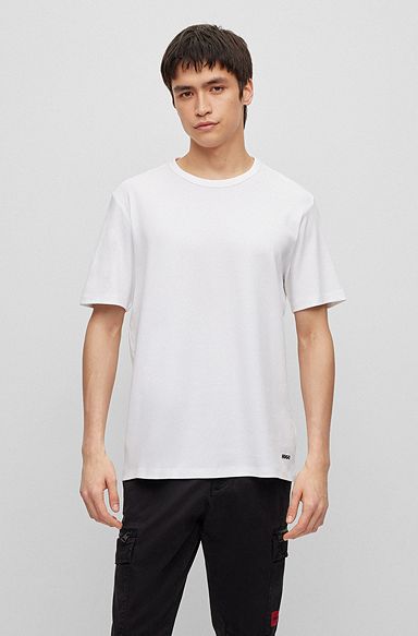 Regular-Fit T-Shirt aus Pima-Baumwolle mit Kontrast-Logo, Weiß