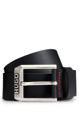 HUGO Logo-Details Dornschließe Ledergürtel - mit und
