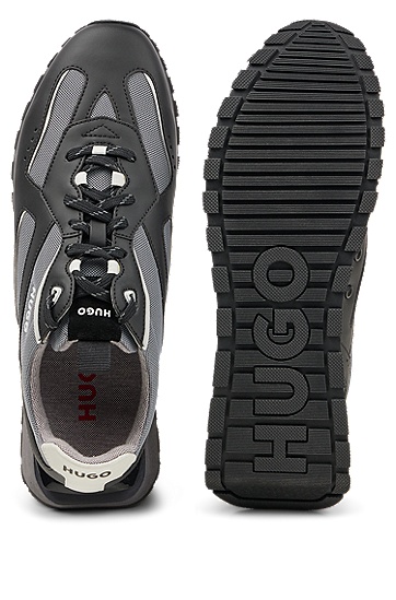混合材质系带运动鞋,  001_Black