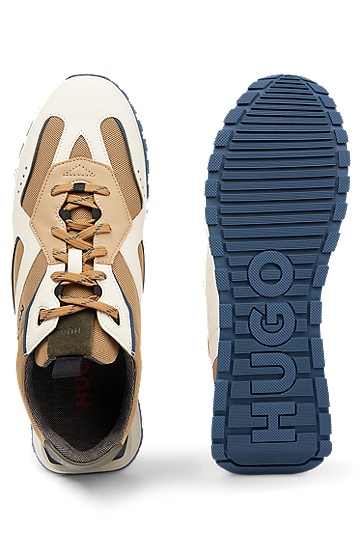 HUGO 雨果混合材质系带运动鞋,  233_Light/Pastel Brown