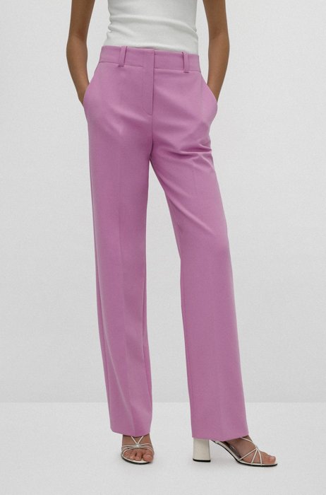 Regular-fit wide-leg trousers in stretch fabric, Dark pink