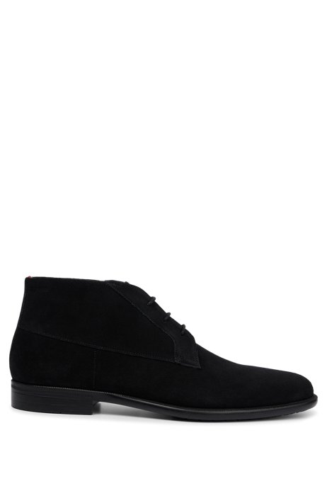 Suede desert boots with rubber sole, Black