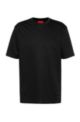 T-Shirt aus Interlock-Baumwolle mit Logo-Aufnäher und Kartenhalter, Schwarz