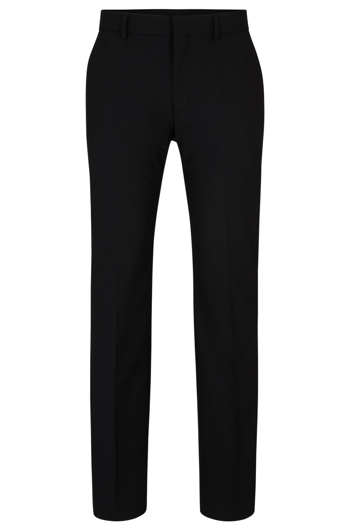 Regular-fit trousers in stretch virgin wool, Black