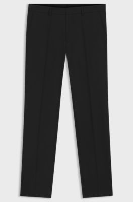 Regular-fit broek van stretchwol, Zwart