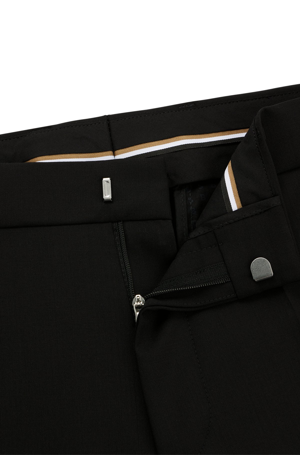 Regular-fit broek van scheerwol met stretch, Zwart