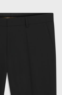 Regular-fit trousers in stretch wool, Black