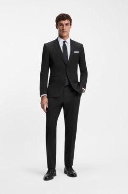 Regular-fit trousers in stretch wool, Black