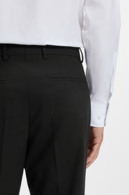 Regular-fit trousers in stretch wool, Black