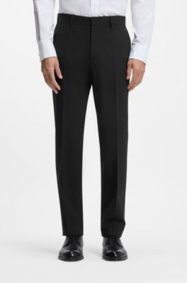 Regular-fit trousers in stretch wool, Black