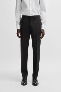 Regular-fit broek van scheerwol met stretch, Zwart