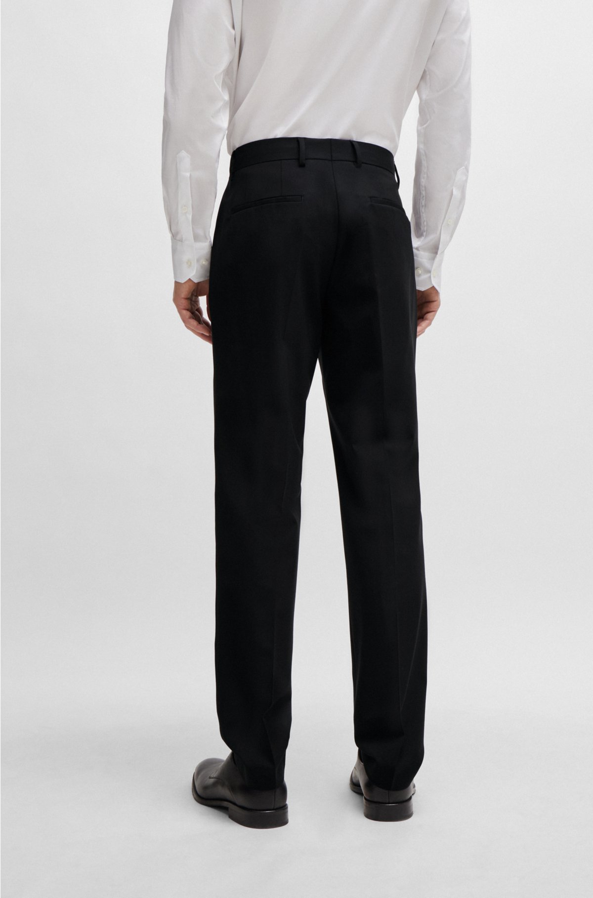 Regular-fit trousers in stretch virgin wool, Black