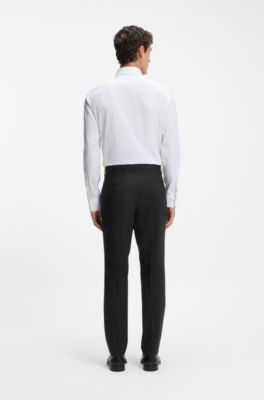 Regular-fit trousers in stretch wool, Black