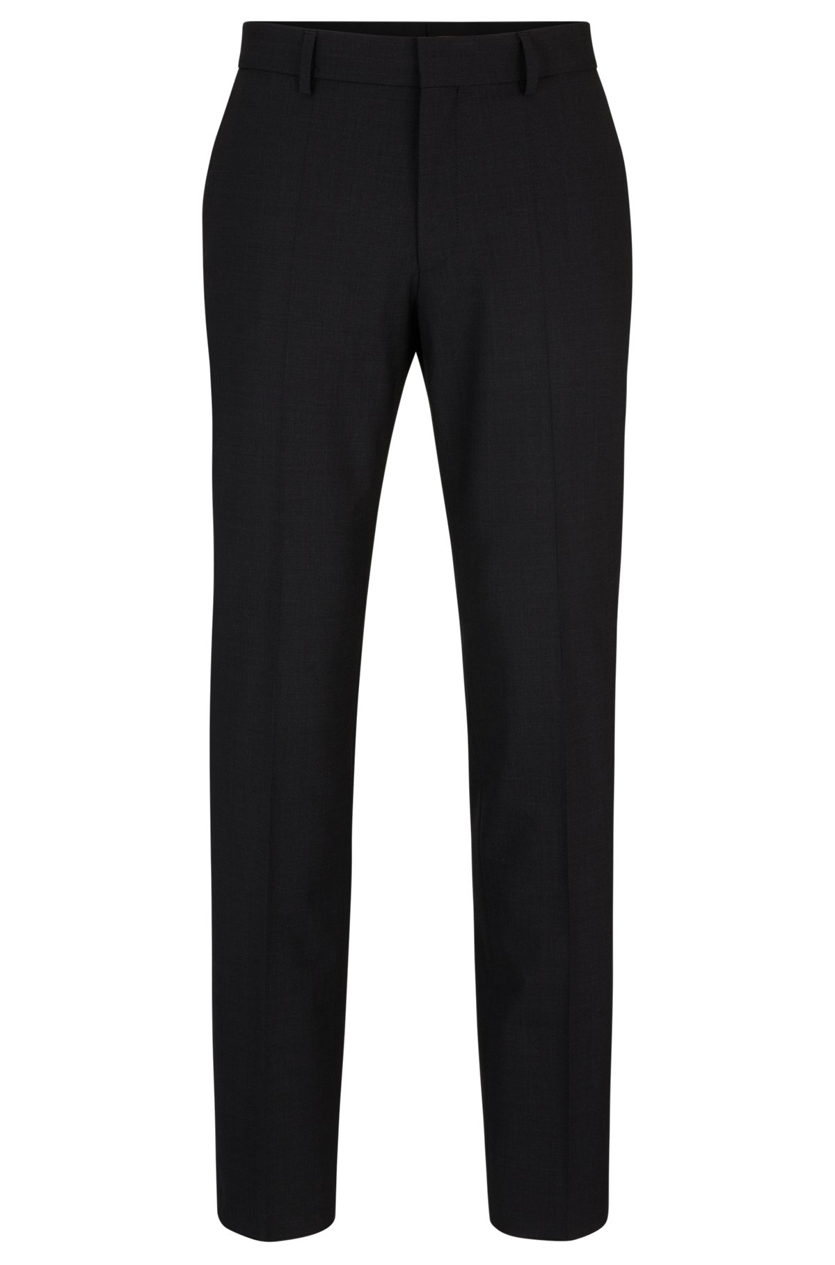 Regular-fit trousers in stretch virgin wool, Dark Grey