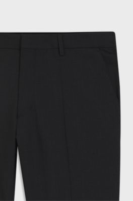 Pantaloni regular fit in lana elasticizzata, Grigio scuro