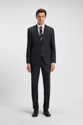 스트레치 울 레귤러 핏 팬츠, 다크 그레이