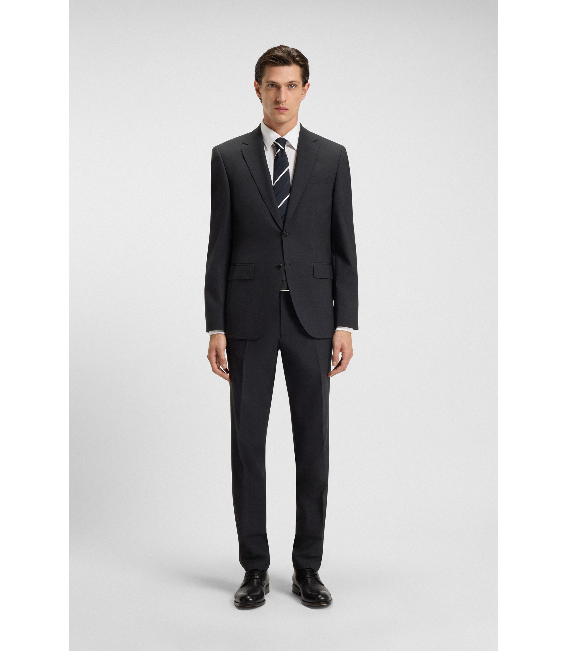 BOSS レギュラー ストレートフィット スラックス ダークグレー HUGO BOSSグレーMenトラウザー