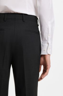 Pantaloni regular fit in lana elasticizzata, Grigio scuro