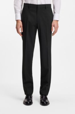 Pantaloni regular fit in lana elasticizzata, Grigio scuro
