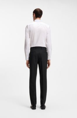 Pantaloni regular fit in lana elasticizzata, Grigio scuro
