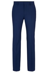 Regular-fit broek van scheerwol met stretch, Blauw