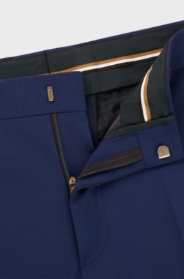Regular-fit trousers in stretch wool, Blue