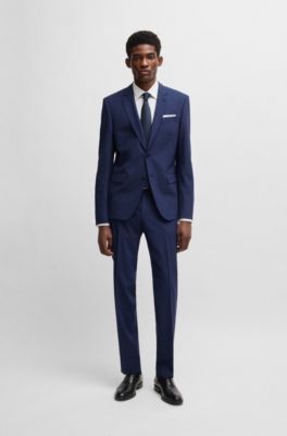 Regular-fit trousers in stretch wool, Blue