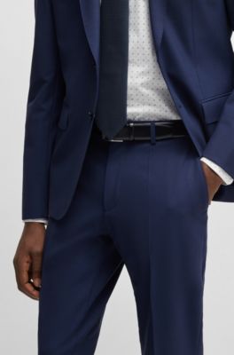 Regular-fit broek van stretchwol, Blauw