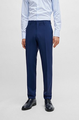 Regular-Fit Hose aus Schurwolle, Blau