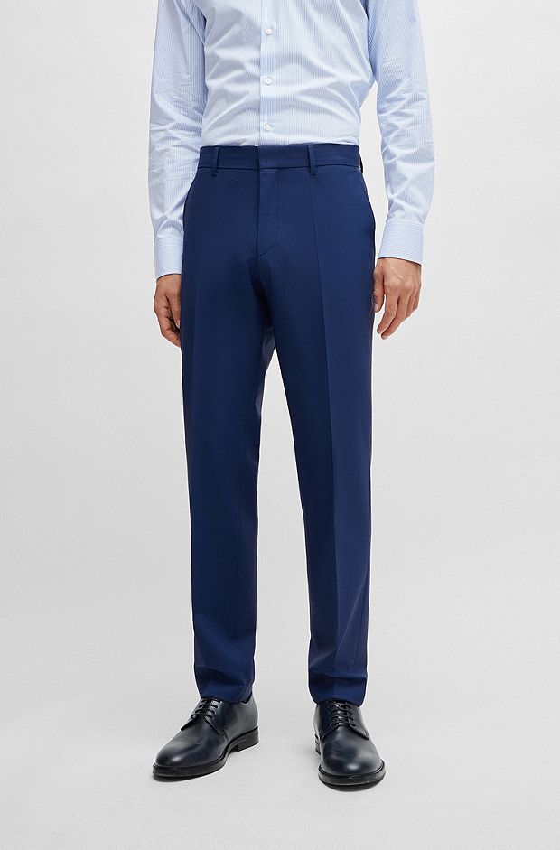 Regular-Fit Hose aus Schurwolle, Blau