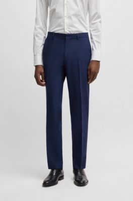 Regular-fit broek van stretchwol, Blauw
