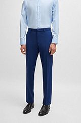 Regular-fit trousers in stretch virgin wool, Blue
