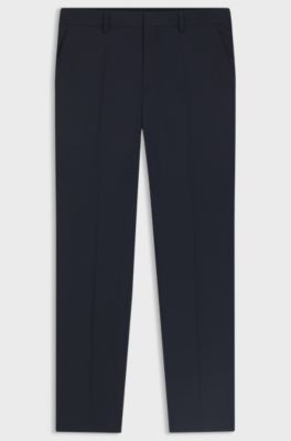 Regular-fit trousers in stretch wool, Dark Blue