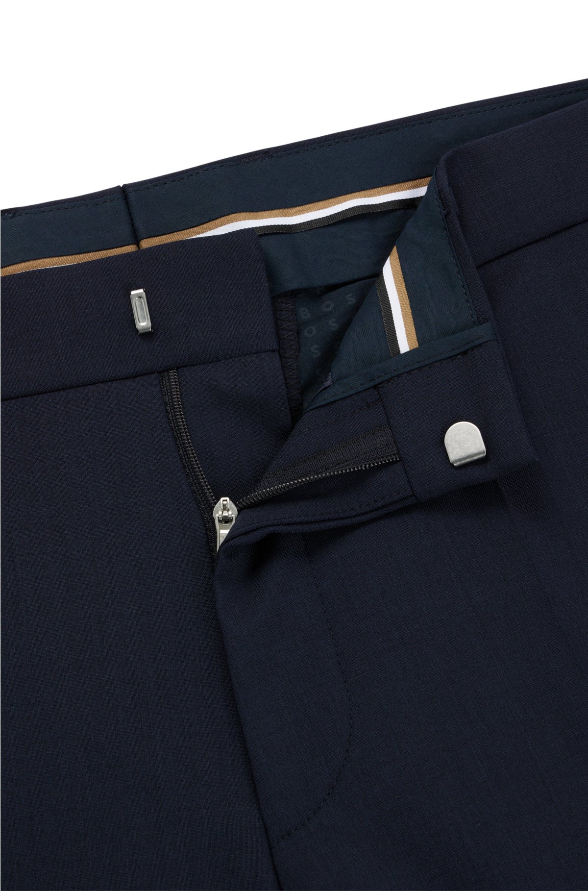 BOSS - Relaxed-fit trousers in checked stretch wool