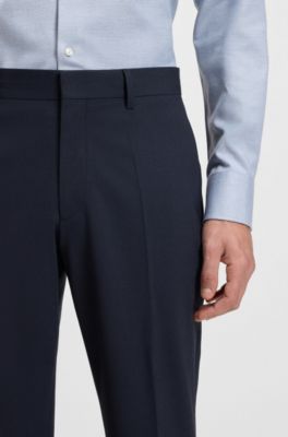 Pantaloni regular fit in lana elasticizzata, Blu scuro